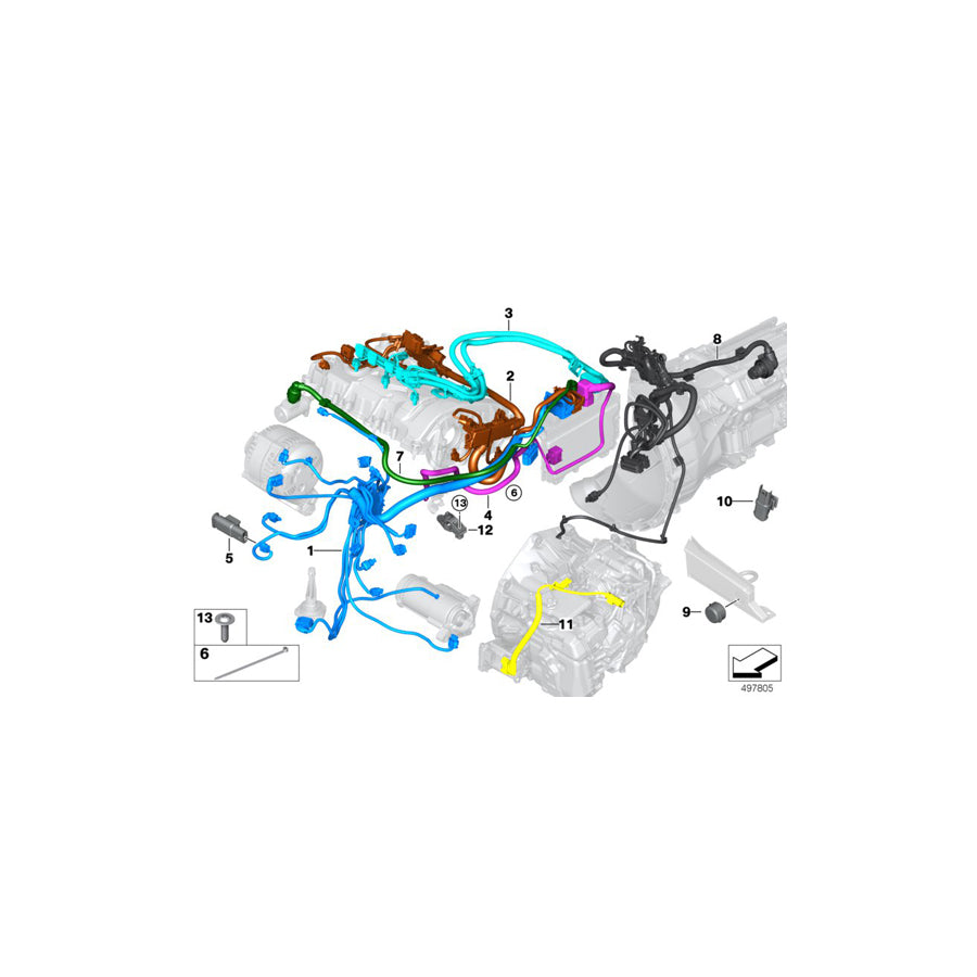 Genuine BMW 12518634246 F48 F45 Cable Harness Injection Valve/Ignition (Inc. X1 25iX, 225i & 220i)