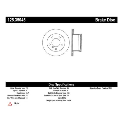 EBC 125.35045 Centric Premium High Carbon Alloy Brake Rotor