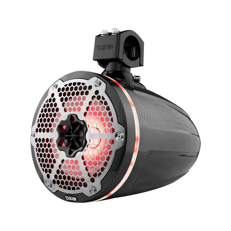 DS18 Marine And Powersports Tower 8in 125 Watts RMS RGB LED Lights Black Carbon Fiber