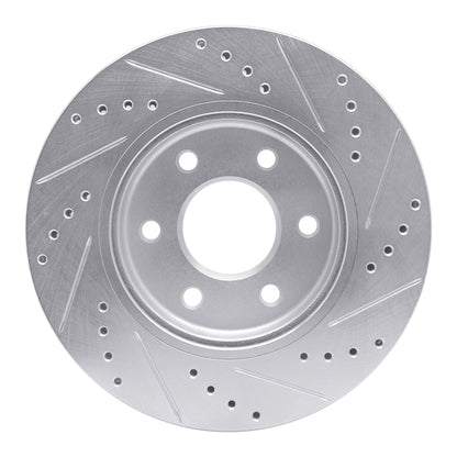 R1 Concepts R1 05-21 Nissan Frontier Front Left Drilled & Slotted Silver Brake Rotor