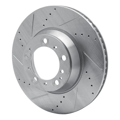 R1 Concepts R1 99-23 Porsche 911 Left Rear Drilled & Slotted Silver Brake Rotor
