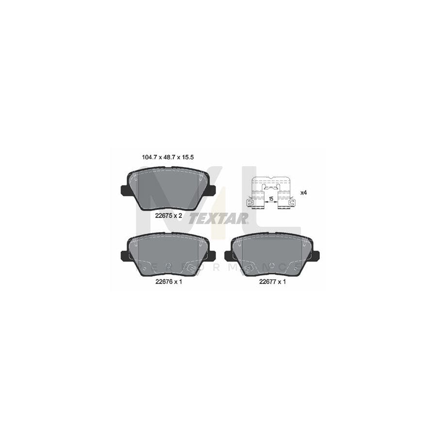 TEXTAR 2267501 Brake pad set incl. wear warning contact, with accessories