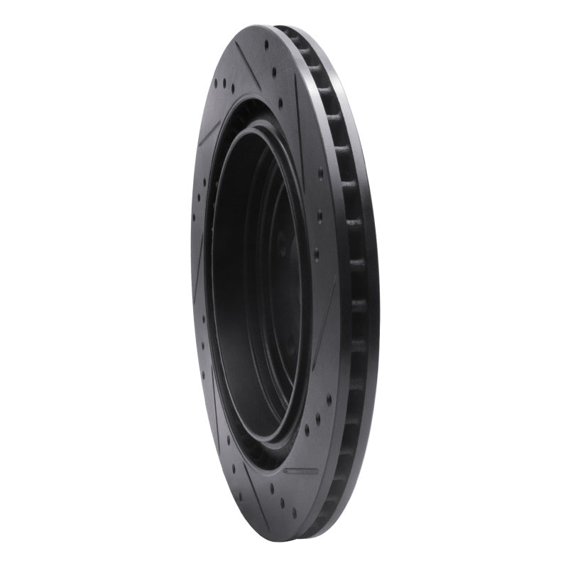 R1 Concepts R1 08-14 Cadillac CTS Rear Left Drilled & Slotted Black Brake Rotor