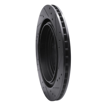 R1 Concepts R1 08-14 Cadillac CTS Rear Left Drilled & Slotted Black Brake Rotor