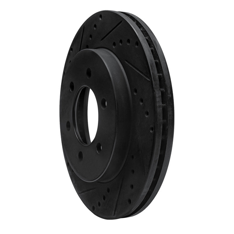 R1 Concepts R1 99-07 Ford E-350 Econoline Club Wagon Rear Left Drilled & Slotted Black Brake Rotor