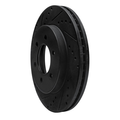 R1 Concepts R1 99-07 Ford E-350 Econoline Club Wagon Rear Left Drilled & Slotted Black Brake Rotor