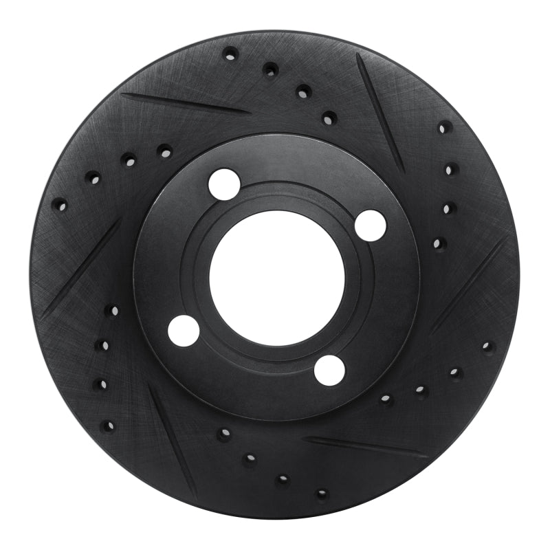 R1 Concepts R1 84-87 Audi Coupe Front Right Drilled & Slotted Black Brake Rotor
