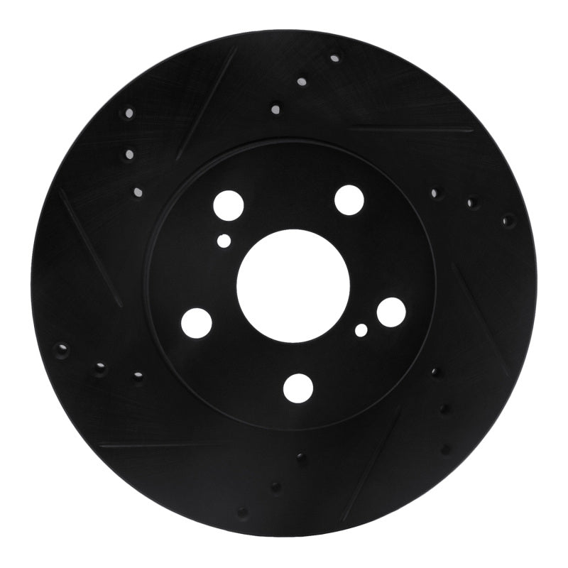 R1 Concepts R1 10-17 Lexus CT200H Front Left Drilled & Slotted Black Brake Rotor