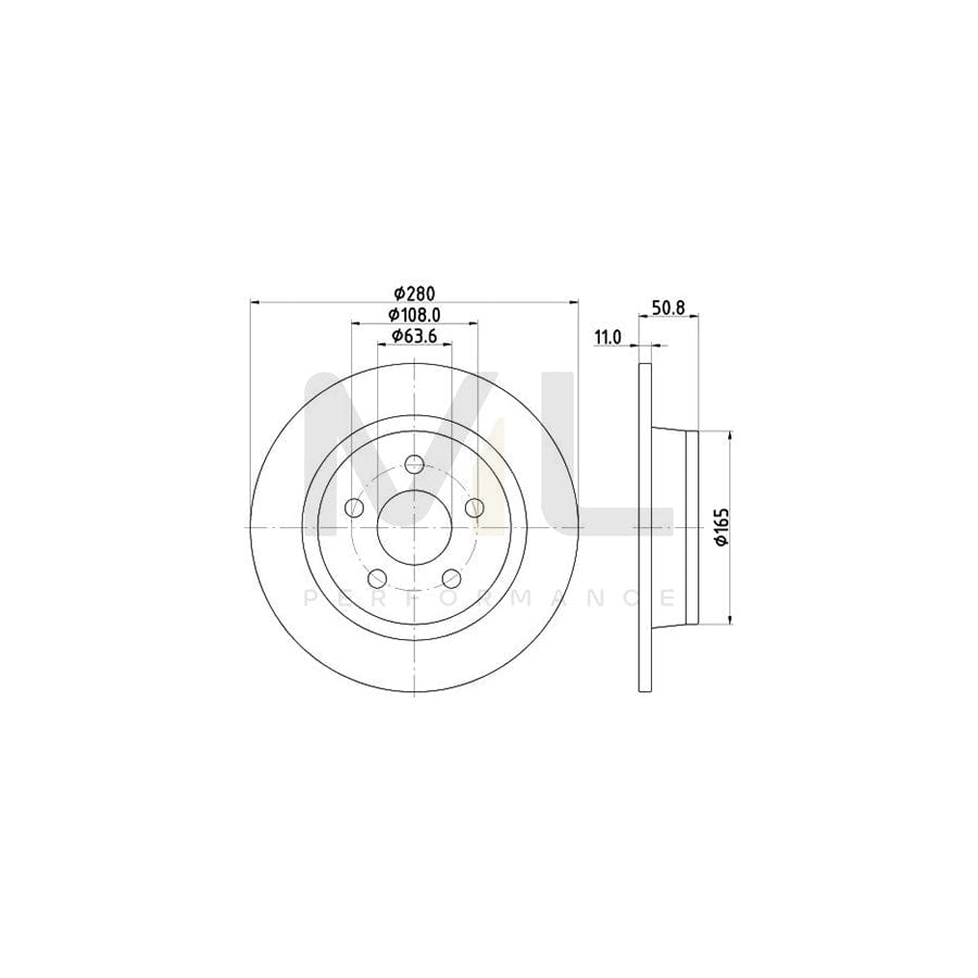 HELLA 8DD 355 133-741 Brake Disc Solid, Coated, without wheel hub, without wheel studs | ML Performance Car Parts