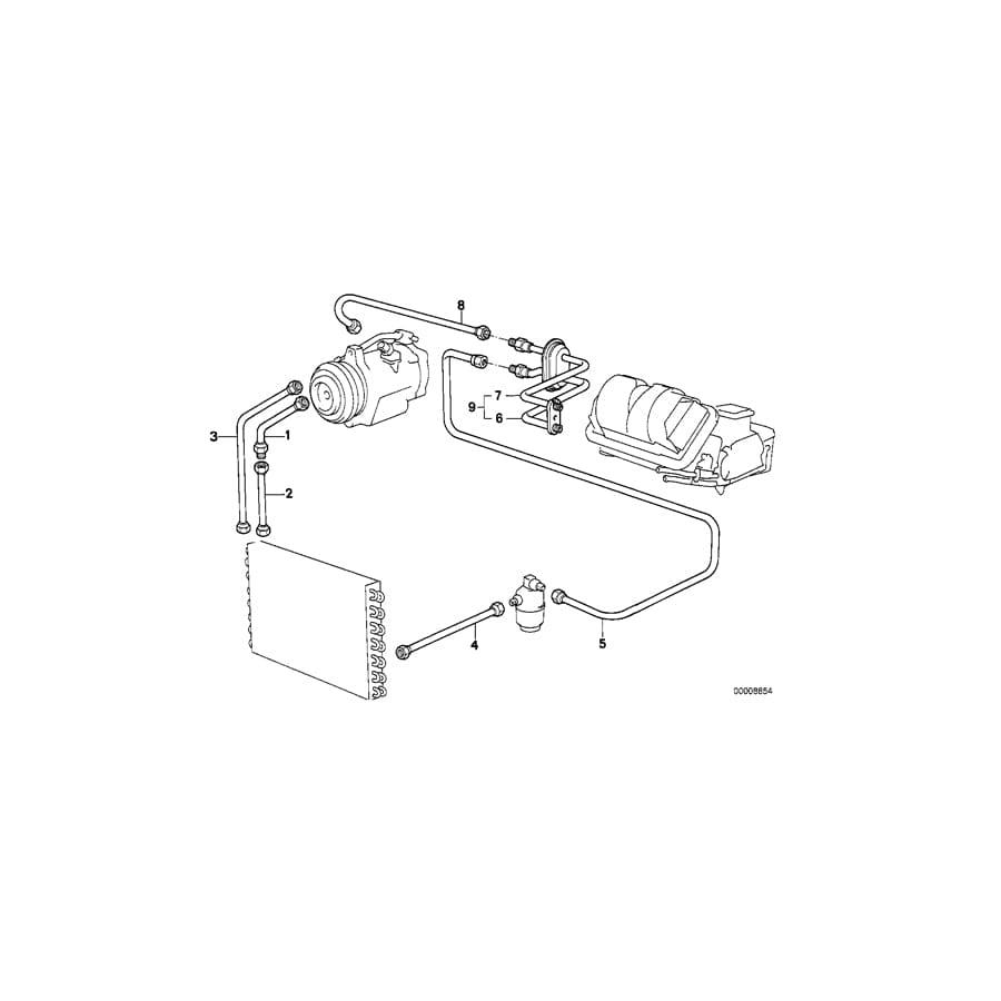 Genuine BMW 64531368108 E28 Pipe-Dryer Pressure Hose (Inc. 525e, 518 & 528e)