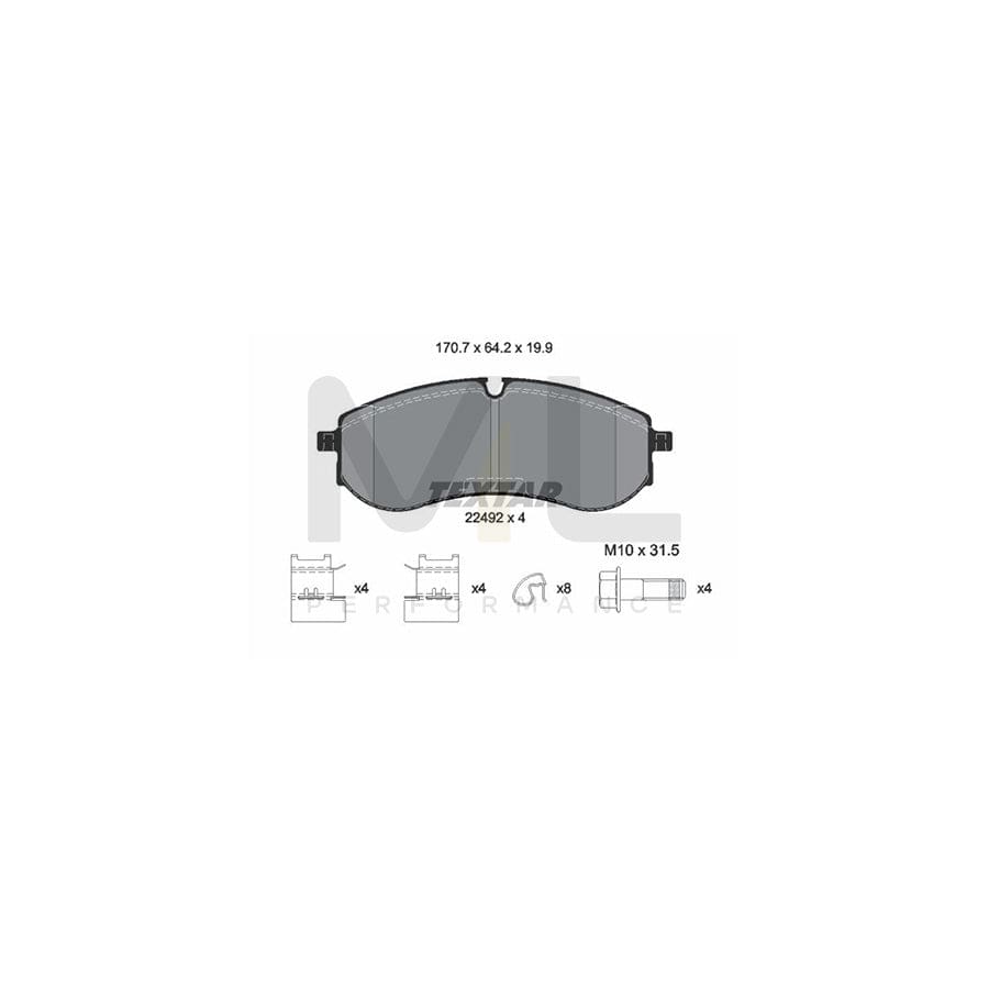TEXTAR 2249201 Brake pad set prepared for wear indicator, with brake caliper screws, with accessories