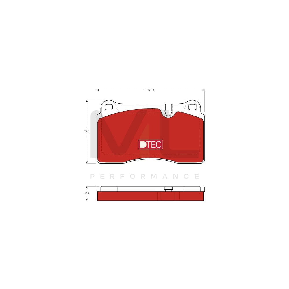 TRW Dtec Cotec Gdb1743Dte Brake Pad Set For Land Rover Range Rover Prepared For Wear Indicator