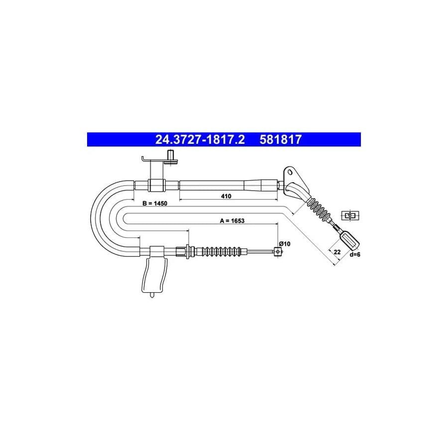 ATE 24.3727-1817.2 Hand Brake Cable for Mazda 323
