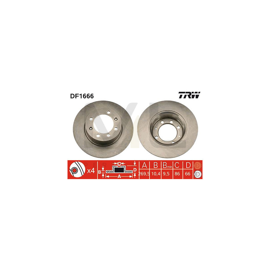 TRW DF1666 Brake Disc Solid  - 1 piece