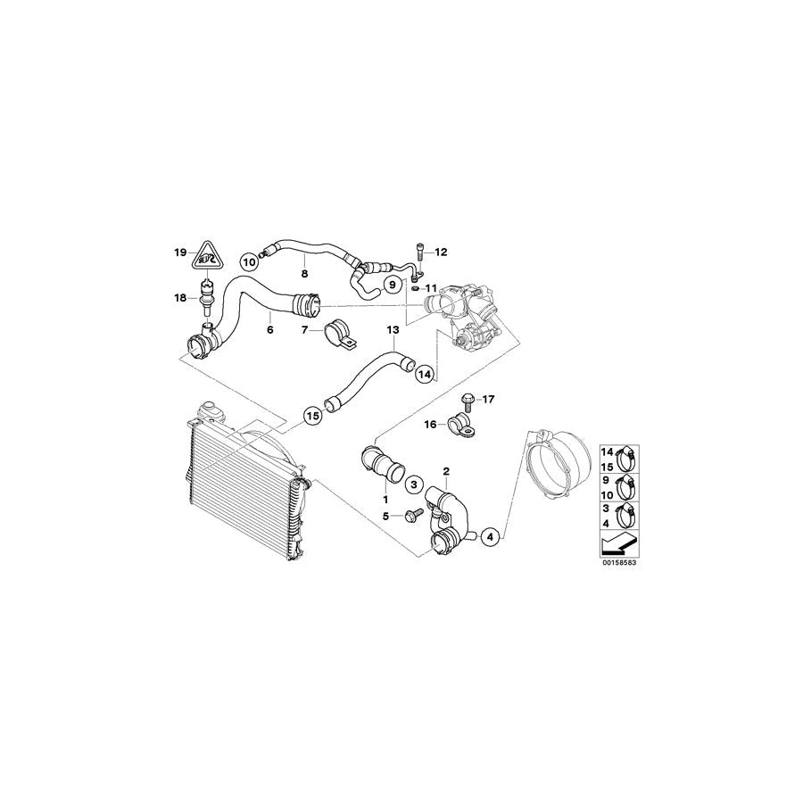 Genuine BMW 11537500710 E38 Water Hose (Inc. 750iLS)