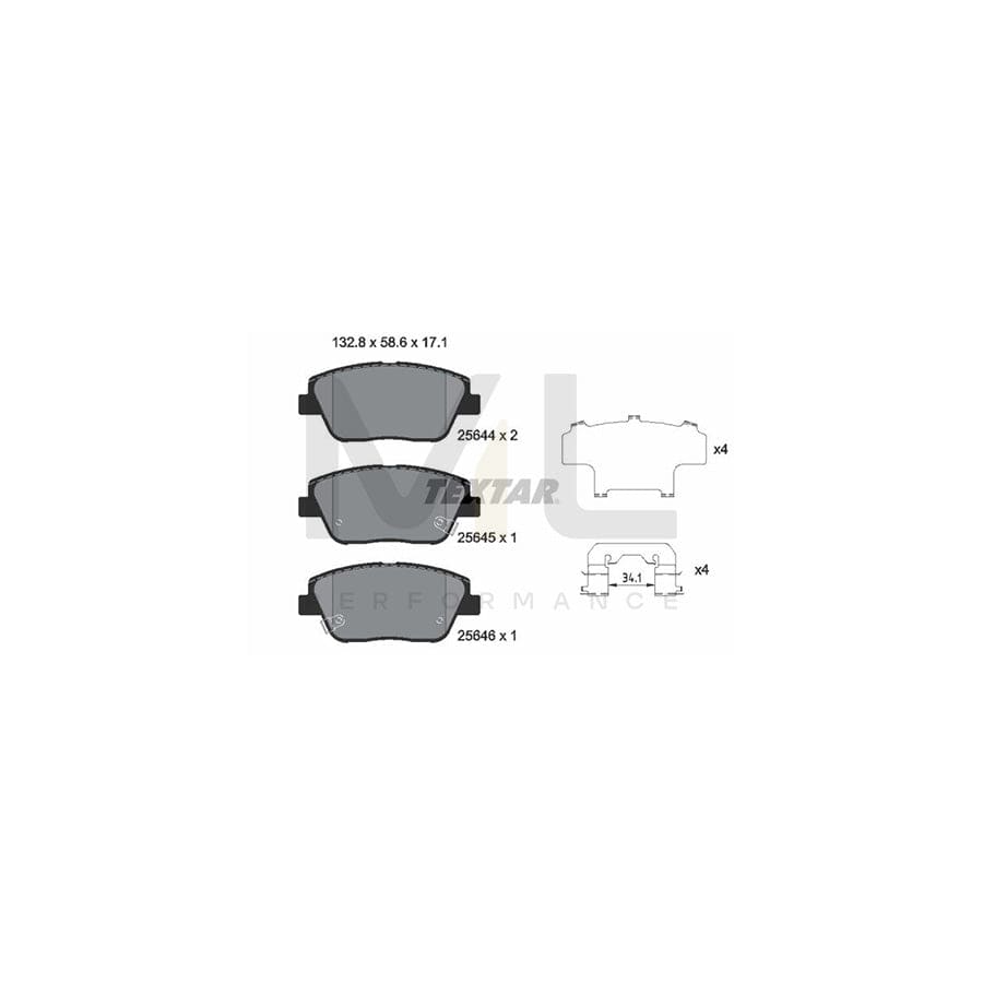 TEXTAR 2564401 Brake pad set with acoustic wear warning, with accessories