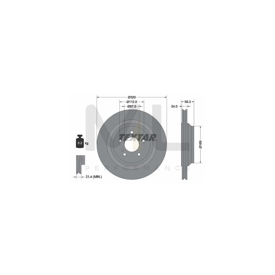 TEXTAR PRO 92160703 Brake Disc Internally Vented, Coated, without wheel hub, without wheel studs  - 1 piece