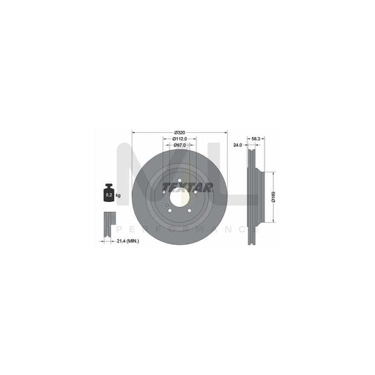TEXTAR PRO 92160703 Brake Disc Internally Vented, Coated, without wheel hub, without wheel studs  - 1 piece
