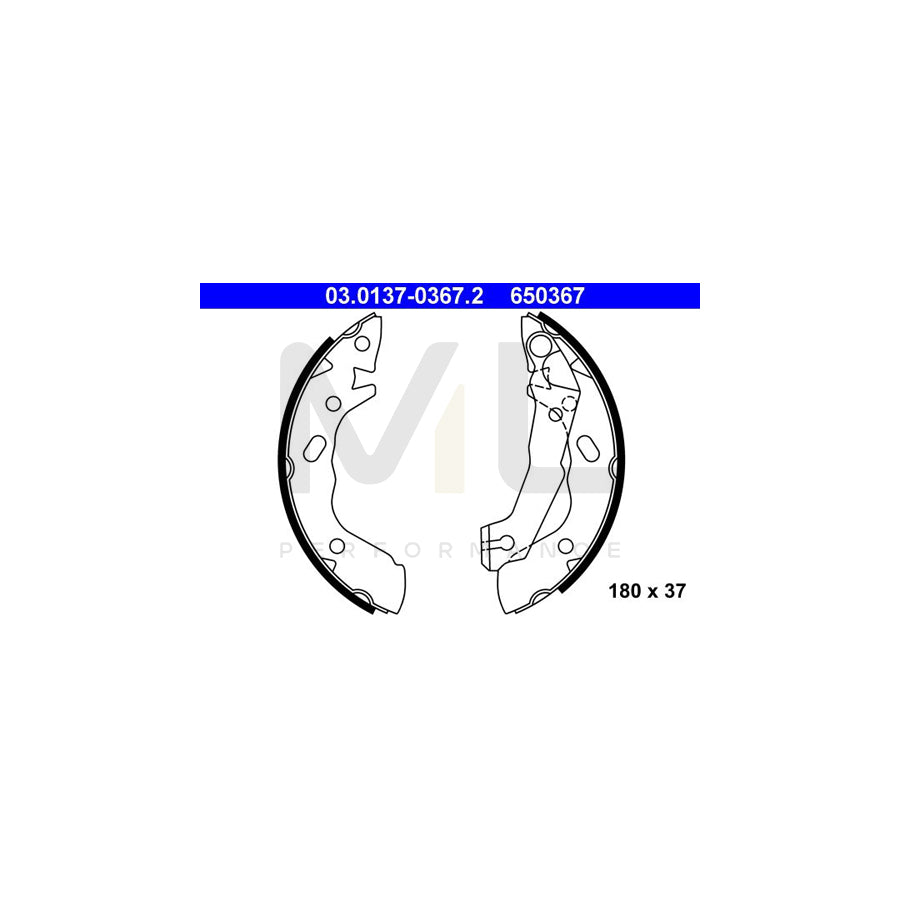 ATE 03.0137-0367.2 Brake Shoe Set with lever