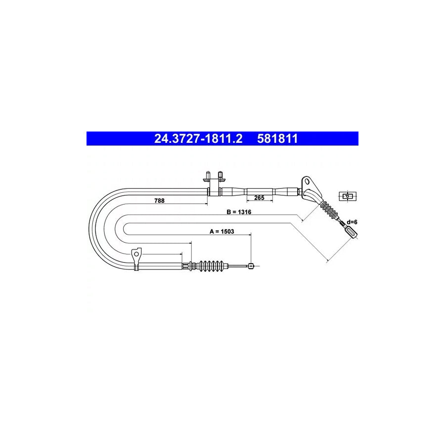 ATE 24.3727-1811.2 Hand Brake Cable for Mazda 323