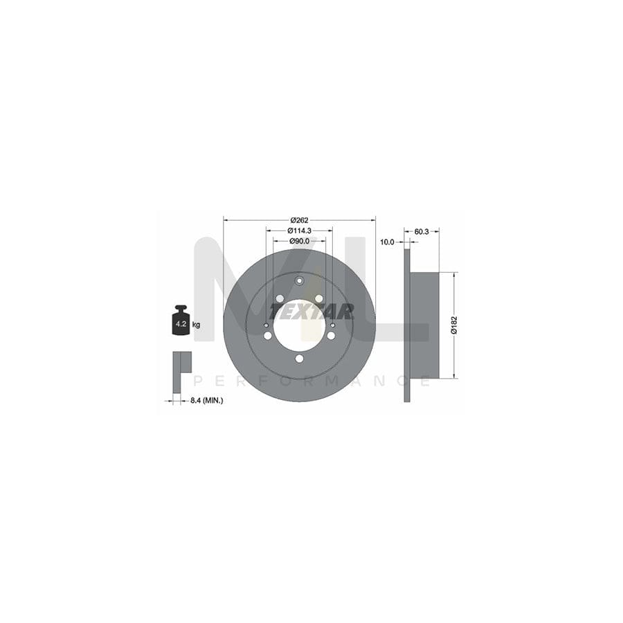 TEXTAR 92136100 Brake Disc Solid, Coated, without wheel hub, without wheel studs  - 1 piece