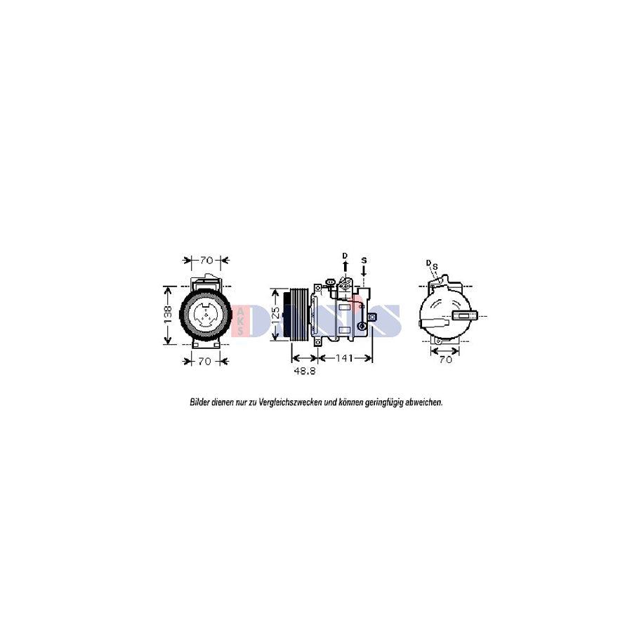AKS Dasis 851848N Compressor, Air Conditioning Suitable for Mercedes-Benz Slk (R171)