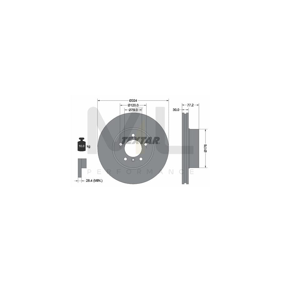 TEXTAR 92122600 Brake Disc Internally Vented, without wheel hub, without wheel studs  - 1 piece