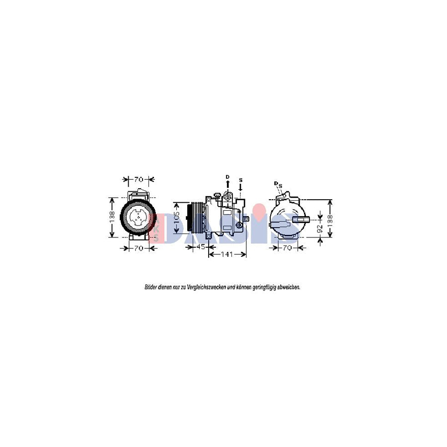 AKS Dasis 851852N Compressor, Air Conditioning Suitable for Mercedes-Benz S-Class Saloon (W221)