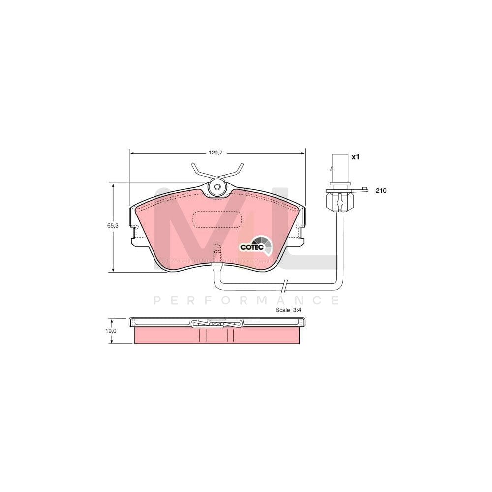 TRW Cotec Gdb1367 Brake Pad Set Incl. Wear Warning Contact