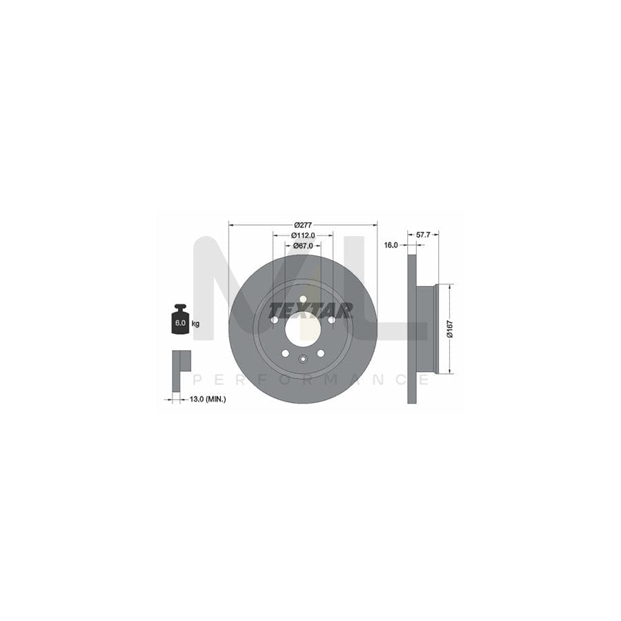 TEXTAR 92067800 Brake Disc for Solid, without wheel hub, without wheel studs  - 1 piece