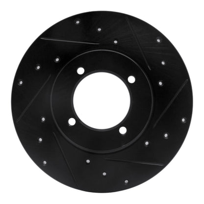 R1 Concepts R1 70-73 Nissan 240Z Front Right Drilled & Slotted Black Brake Rotor
