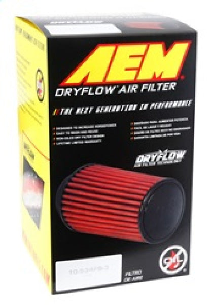 AEM Induction AEM Dryflow Air Filter - Round Tapered 6in Base OD x 5in Top OD x 5.5in H x 2.5in Flange ID