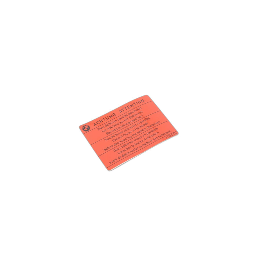 Genuine BMW 71212122013 E31 Sticker (Battery, Warning) (Inc. 850Ci)