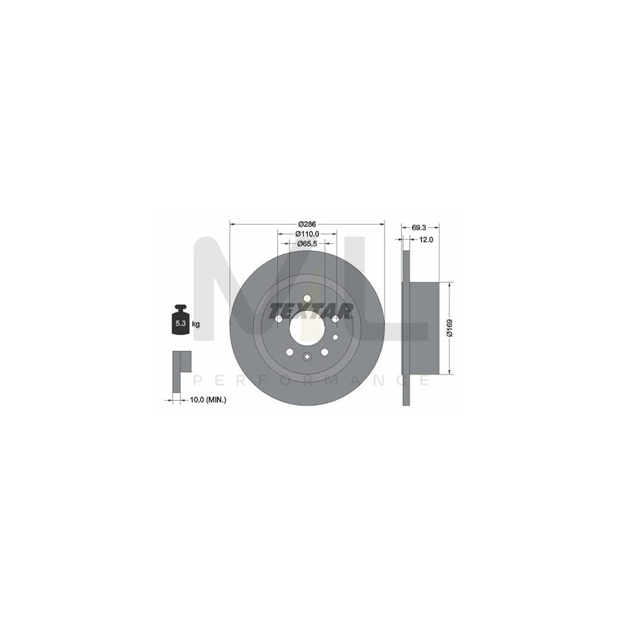 TEXTAR 92067000 Brake Disc for OPEL OMEGA Solid, without wheel hub, without wheel studs  - 1 piece