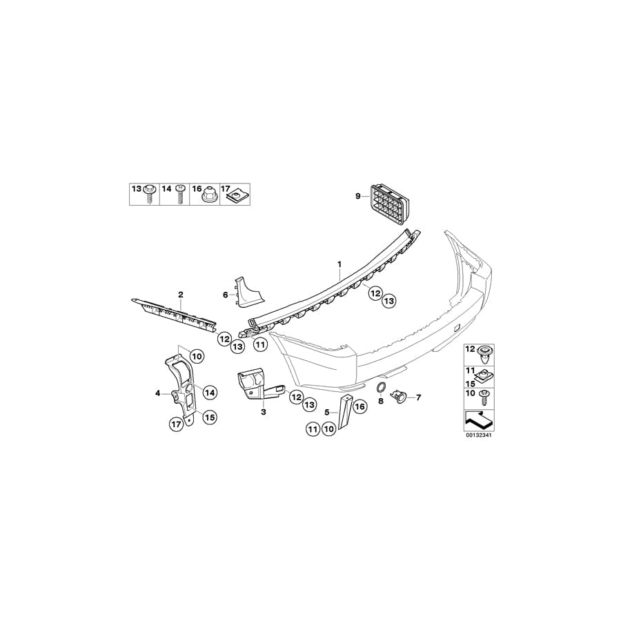 Genuine BMW 51123400953 E83 Mount, Bumper Rear Left (Inc. X3)