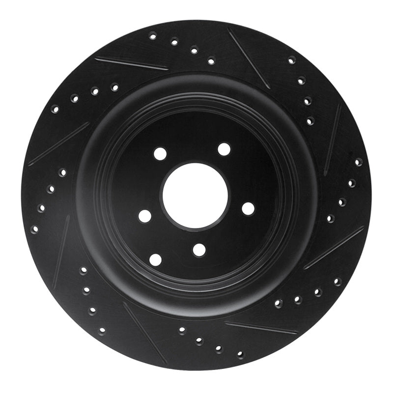 R1 Concepts R1 09-24 Infiniti Q70L Rear Left Drilled & Slotted Black Brake Rotor