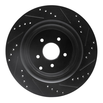 R1 Concepts R1 09-24 Infiniti Q70L Rear Left Drilled & Slotted Black Brake Rotor