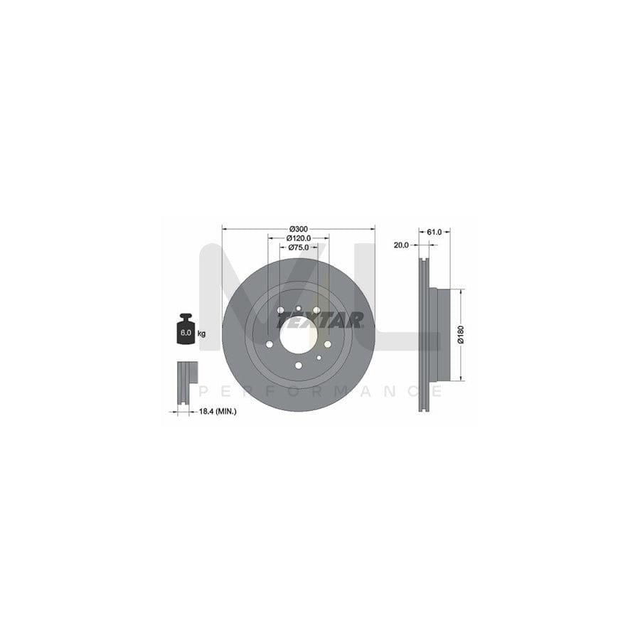 TEXTAR 92071300 Brake Disc for BMW 5 Series Externally Vented, without wheel hub, without wheel studs  - 1 piece