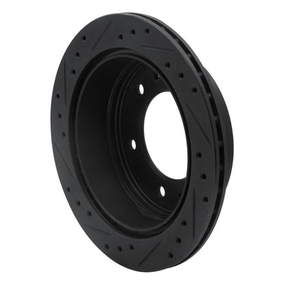 R1 Concepts R1 88-95 Nissan Pathfinder Rear Left Drilled & Slotted Black Brake Rotor