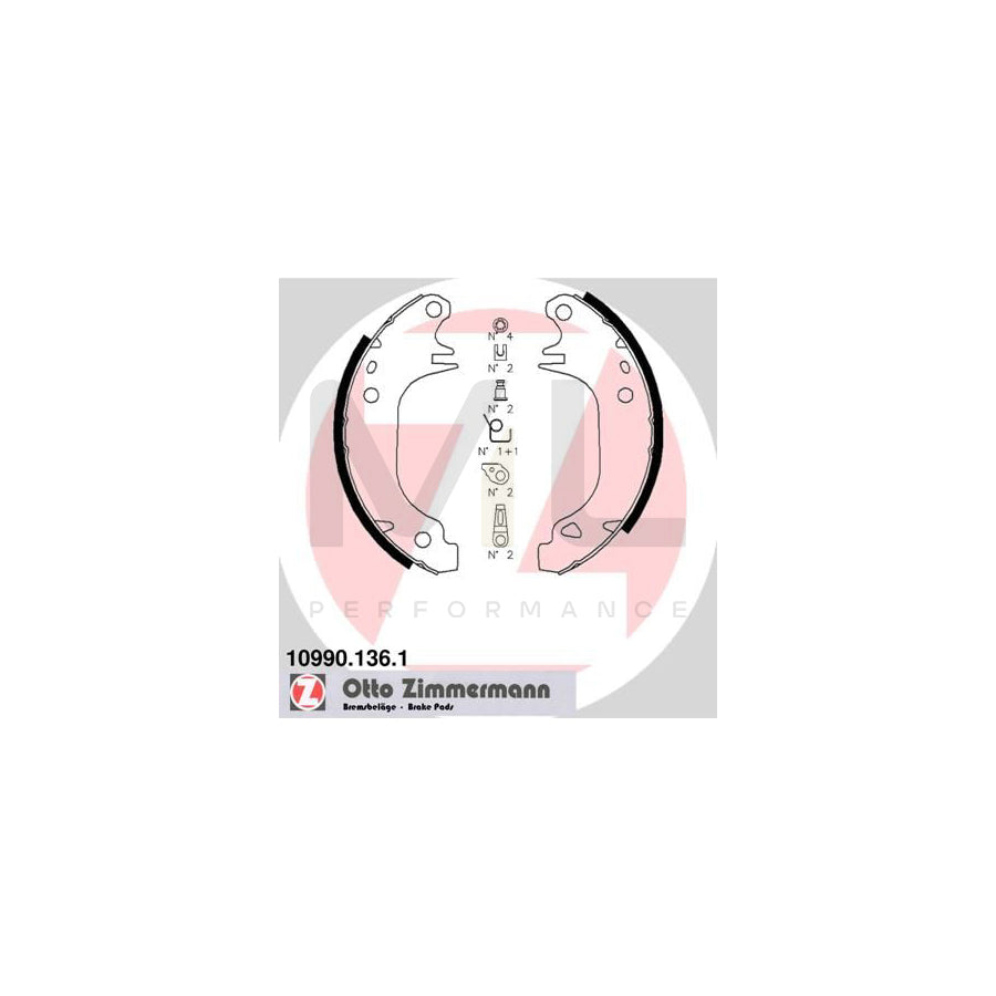 ZIMMERMANN 10990.136.1 Brake Shoe Set Photo corresponds to scope of supply