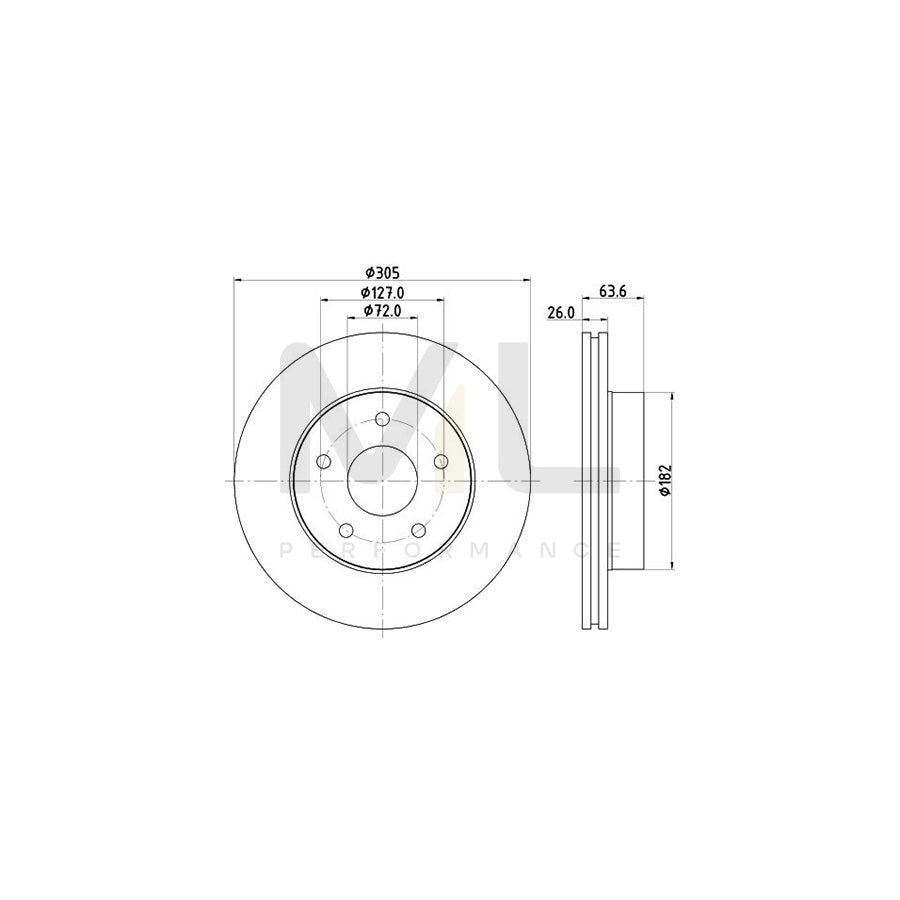 HELLA 8DD 355 108-601 Brake Disc for JEEP Grand Cherokee II (WJ, WG) Internally Vented, without wheel hub, without wheel studs | ML Performance Car Parts