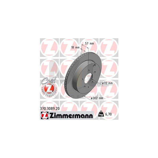 ZIMMERMANN COAT Z 370.3089.20 Brake Disc for MAZDA CX-7 (ER) Internally Vented, Coated  - 1 piece