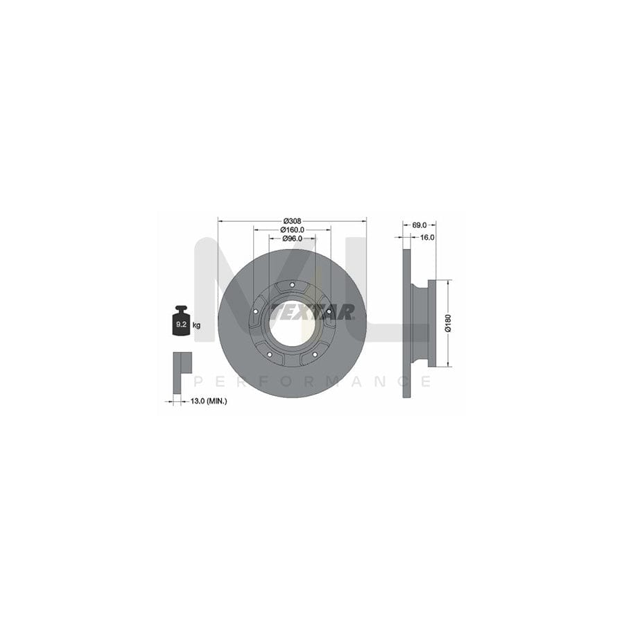 TEXTAR 92292603 Brake Disc Solid, Coated, with ABS sensor ring, without wheel hub, without wheel studs  - 1 piece