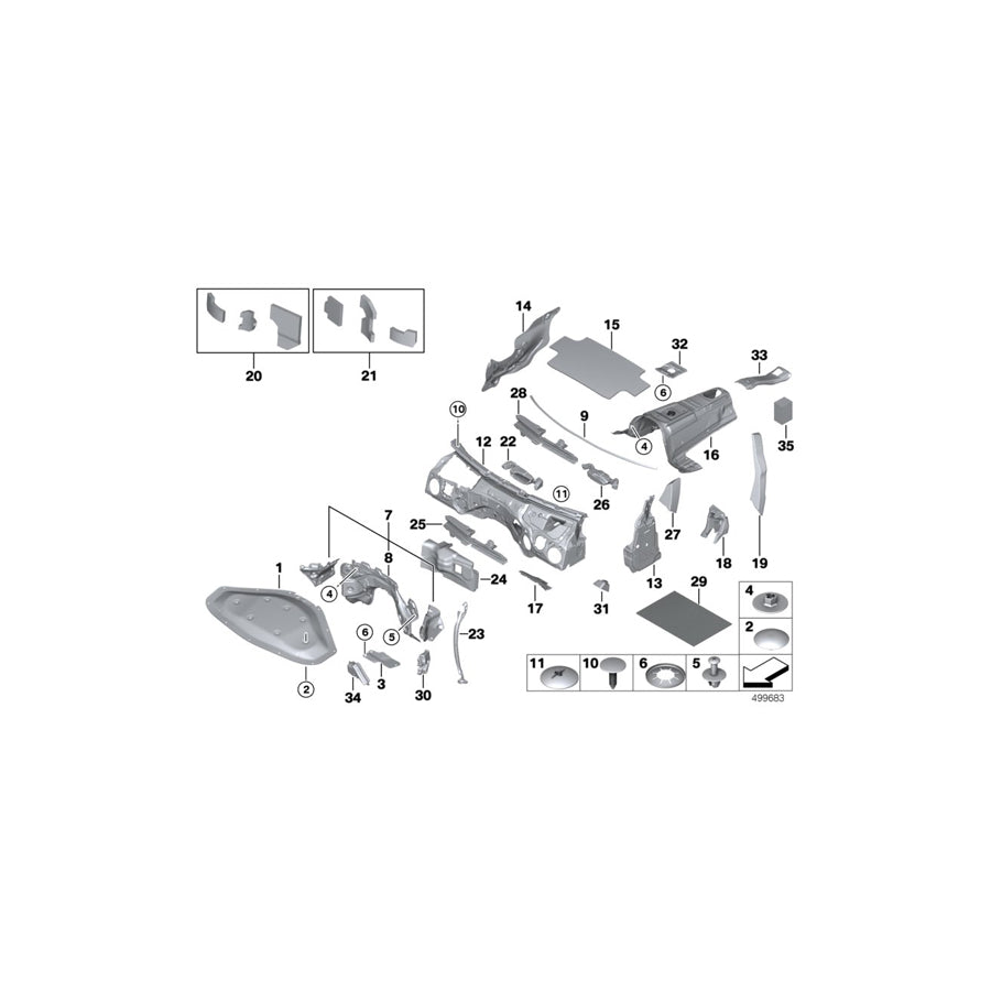 Genuine BMW 51487221988 F36 F32 F31 Sound Insulating Heater Center (Inc. 435i, 418i & 428i)