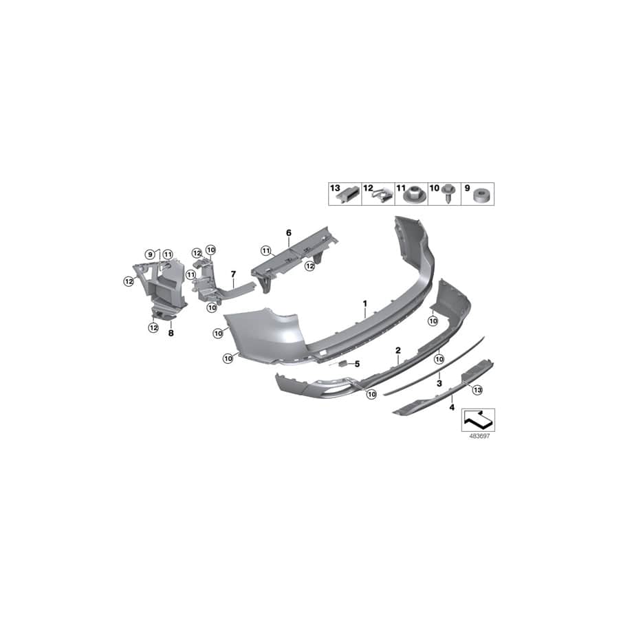 Genuine BMW 51127294722 F15 Mount, Bumper Rear Right (Inc. X5)