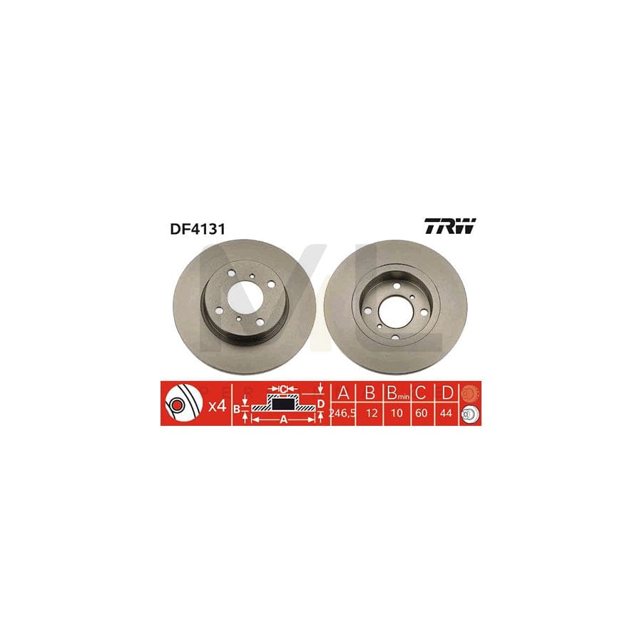 TRW DF4131 Brake Disc Solid, Painted  - 1 piece