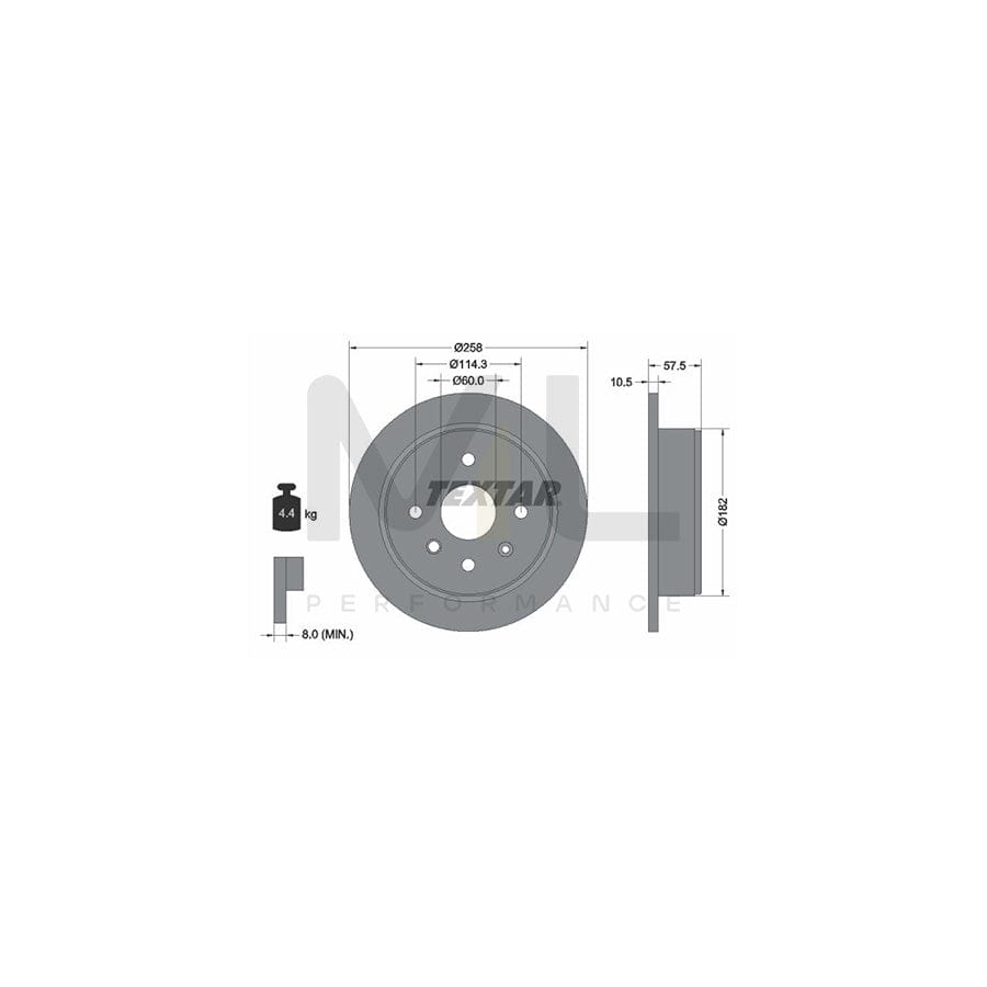 TEXTAR 92163000 Brake Disc Solid, without wheel hub, without wheel studs  - 1 piece