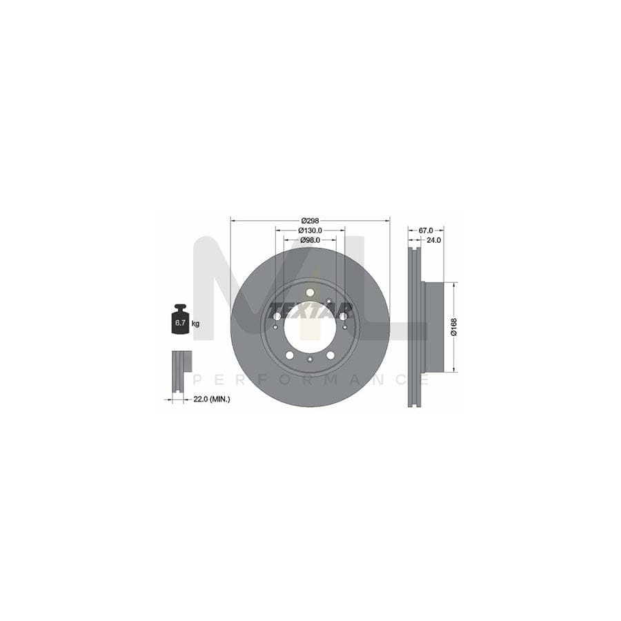 TEXTAR PRO 92088803 Brake Disc for PORSCHE Boxster (986) Internally Vented, Coated, without wheel hub, without wheel studs  - 1 piece