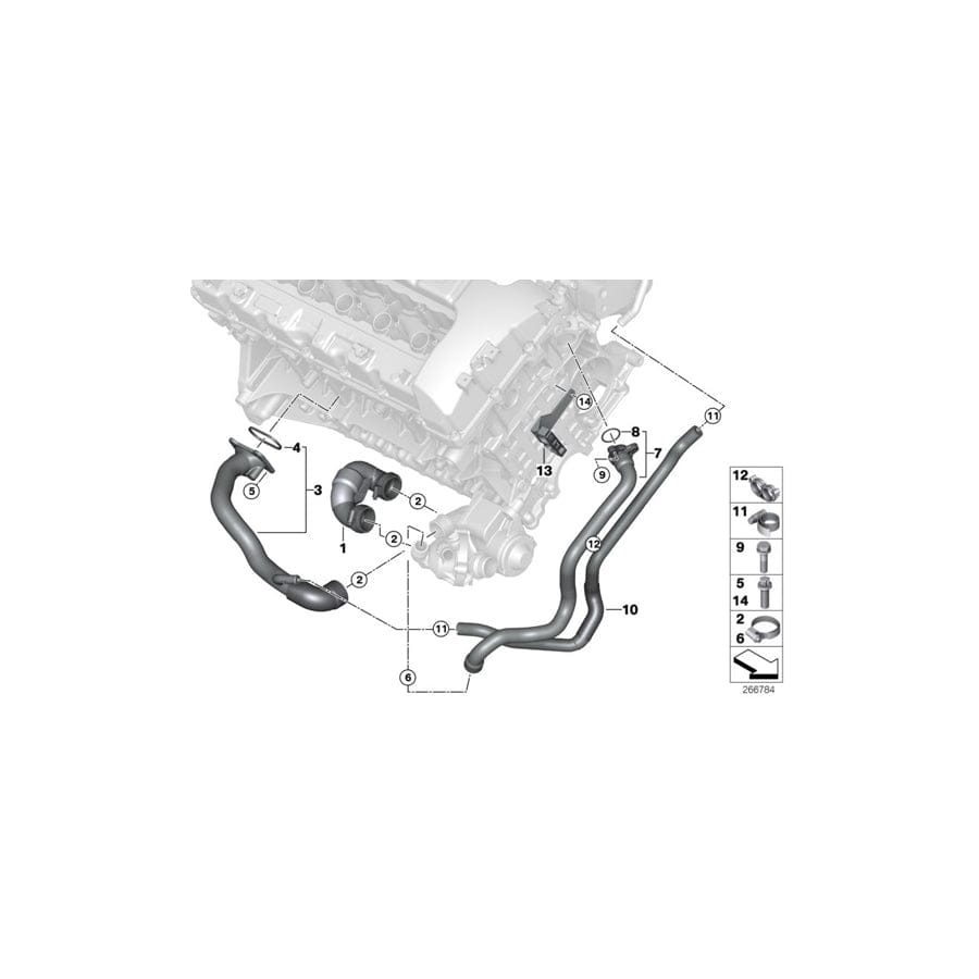 Genuine BMW 11537580585 E71 Water Hose, Inlet, Thermostat (Inc. X6 35iX)