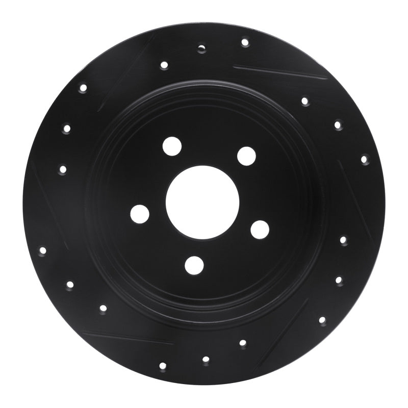 R1 Concepts R1 95-07 Chrysler CIRRUS Rear Right Drilled & Slotted Black Brake Rotor